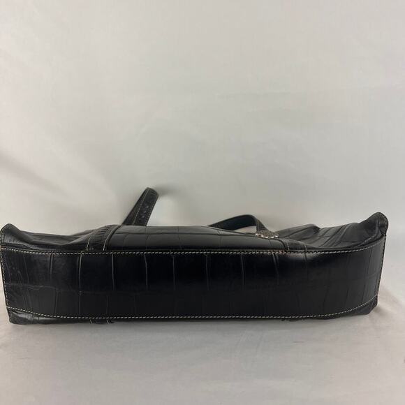 Brighton Black Croc Embossed Leather Shoulder Bag Rectangle Purse 14 x 8 - Picture 12 of 12